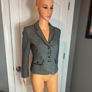 HALOGEN GREY AND LEATHER TRIM BLAZER JACET - 2P